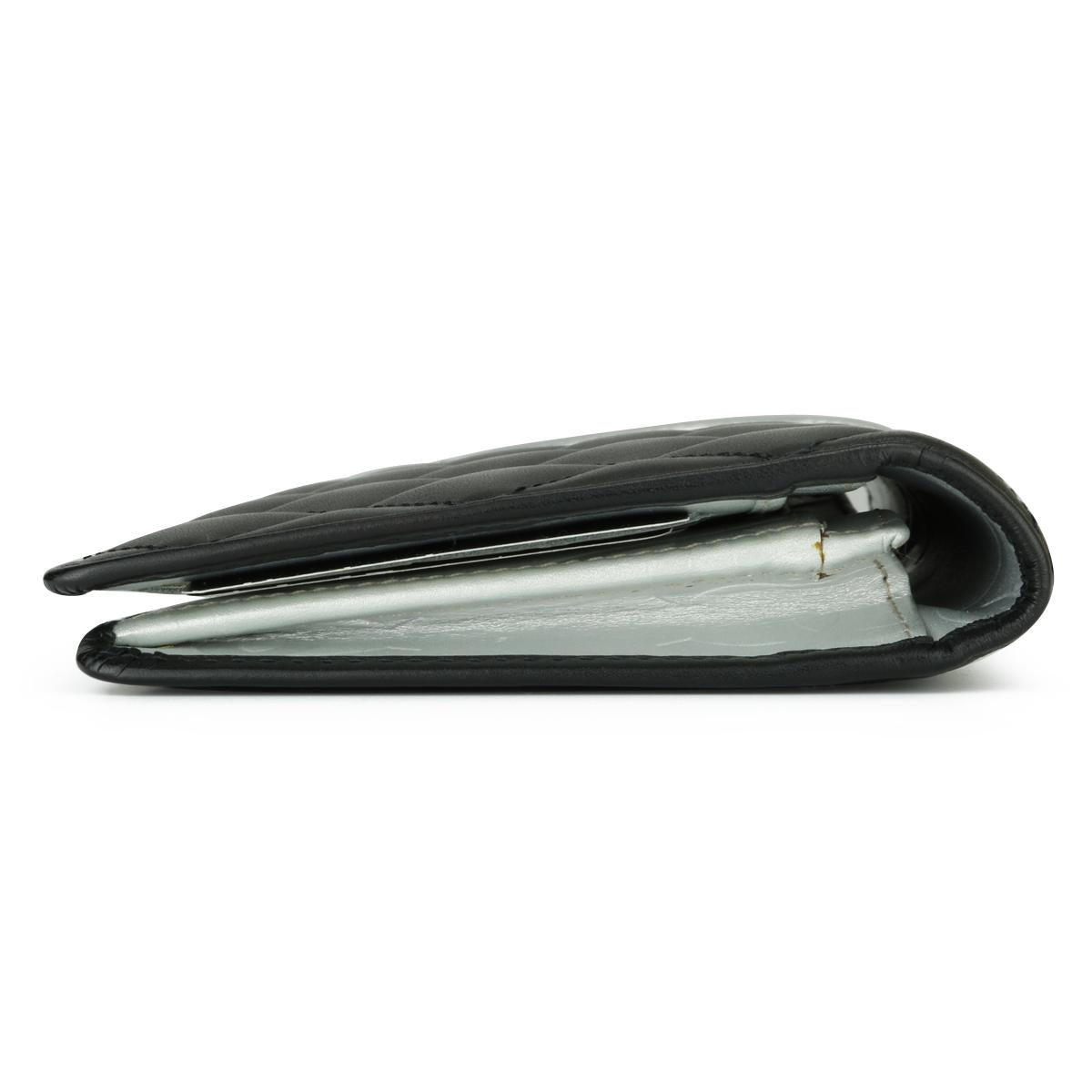 CHANEL Cambon Long Wallet Black and Silver Calfskin with Silver Hardware 2012 In Excellent Condition In Huddersfield, GB