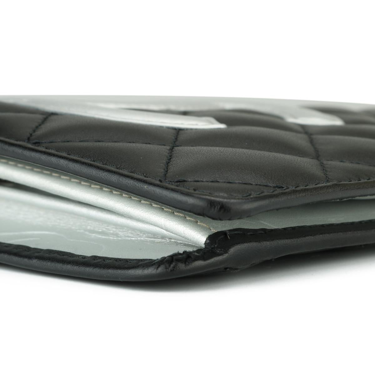 Women's or Men's CHANEL Cambon Long Wallet Black and Silver Calfskin with Silver Hardware 2012