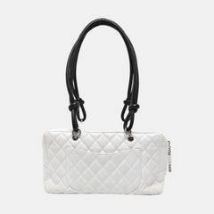 Chanel Cambon Medium Shoulder Bag White Calfskin Leather  CC Logo