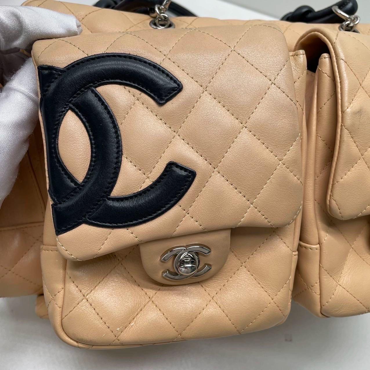 Chanel Cambon Multi-pocket Ligne Reporter Bag Large Beige Calfskin Leather For Sale 8