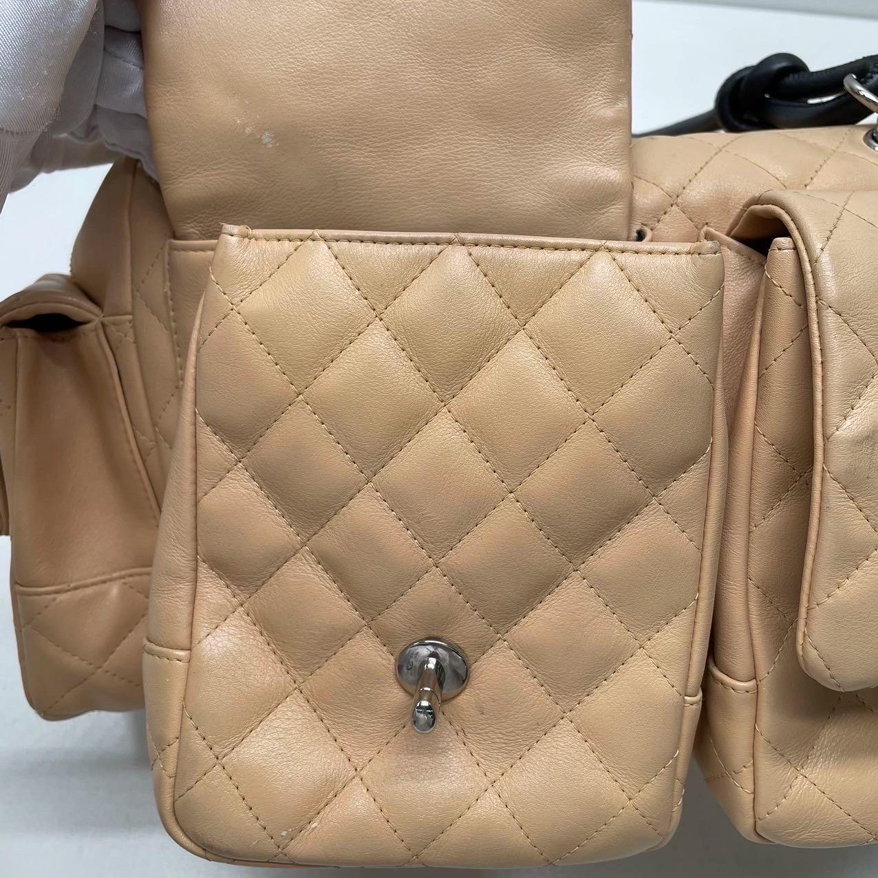 Chanel Cambon Multi-pocket Ligne Reporter Bag Large Beige Calfskin Leather For Sale 10