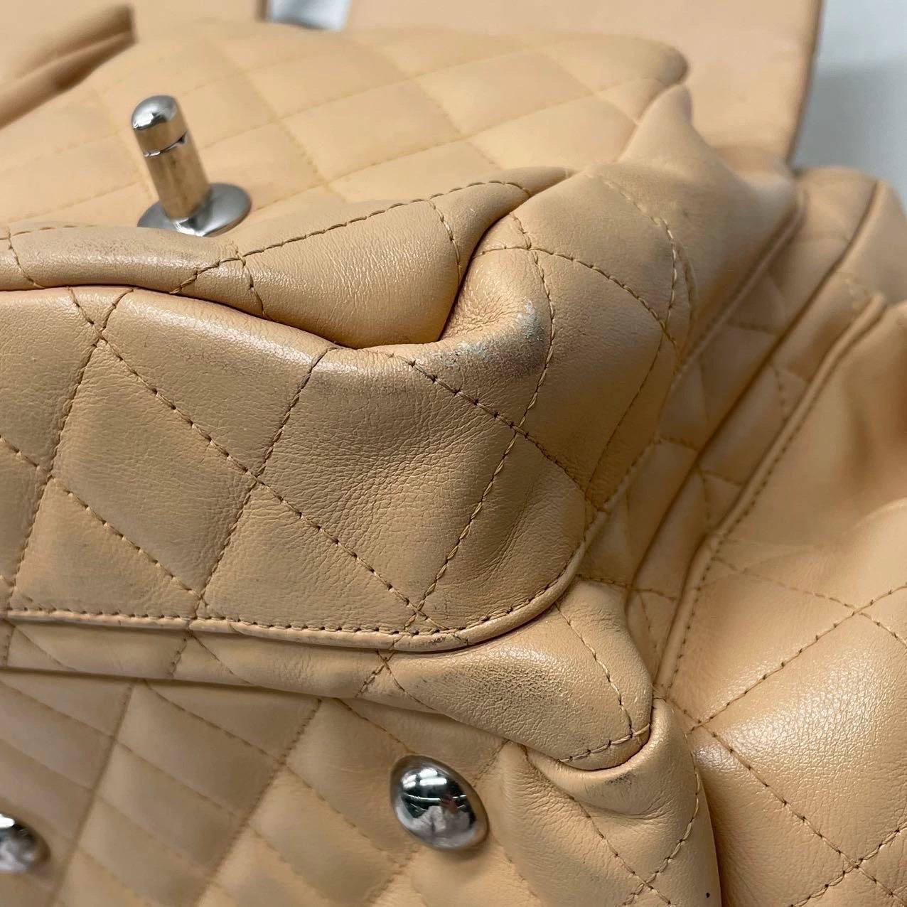 Chanel Cambon Multi-pocket Ligne Reporter Bag Large Beige Calfskin Leather For Sale 12