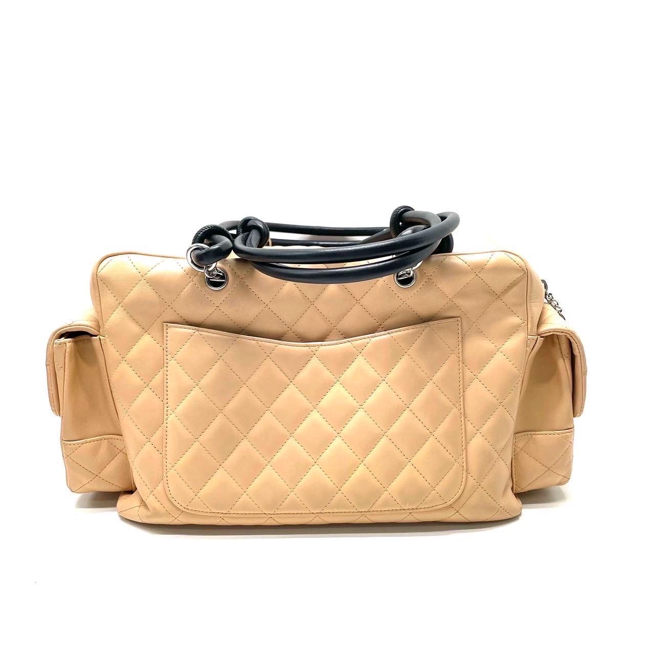 Women's Chanel Cambon Multi-pocket Ligne Reporter Bag Large Beige Calfskin Leather For Sale