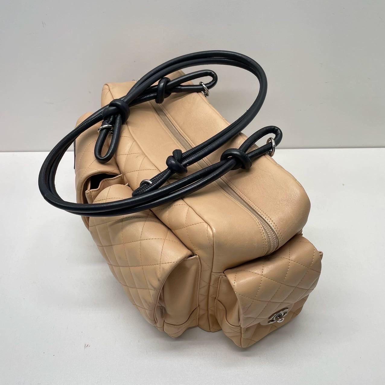 Chanel Cambon Multi-pocket Ligne Reporter Bag Large Beige Calfskin Leather For Sale 3