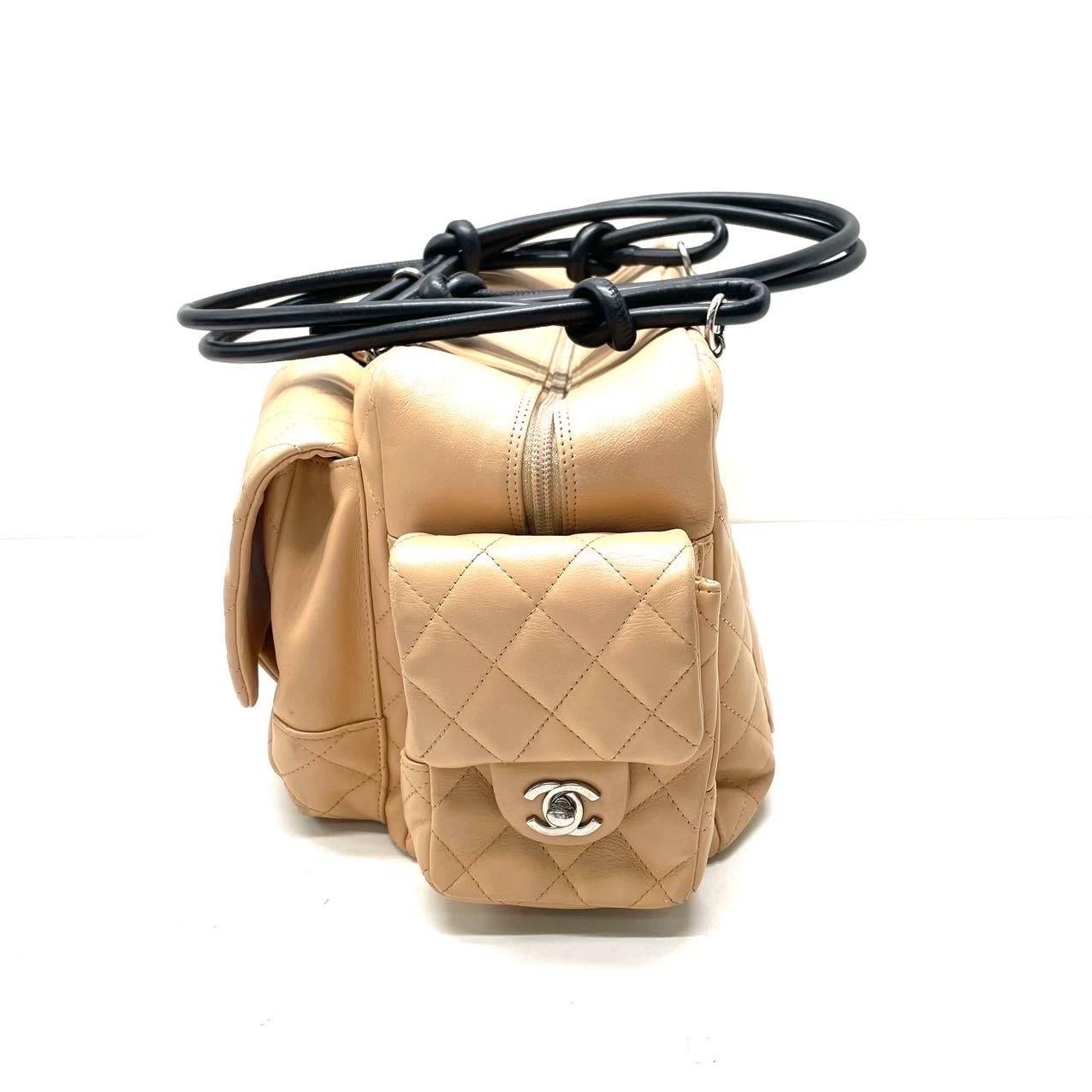 Chanel Cambon Multi-pocket Ligne Reporter Bag Large Beige Calfskin Leather For Sale 4