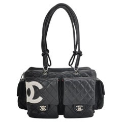 Chanel Cambon Multi-pocket Ligne Reporter Bag Large Black Calfskin Leather