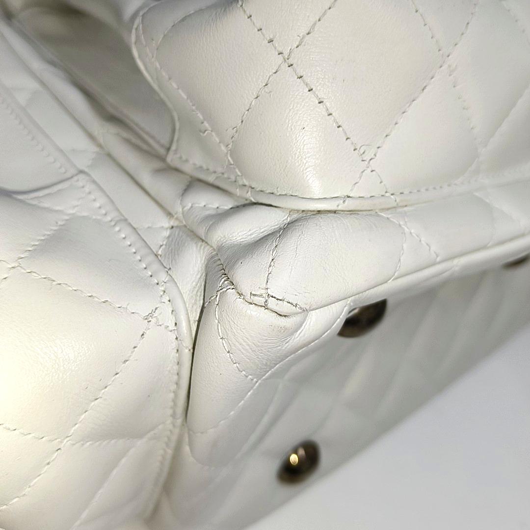 Chanel Cambon Multi-pocket Ligne Reporter Bag Large White Calfskin Leather 5