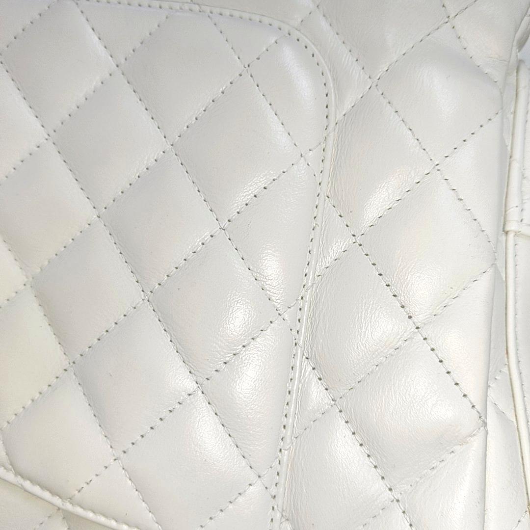 Chanel Cambon Multi-pocket Ligne Reporter Bag Large White Calfskin Leather 6