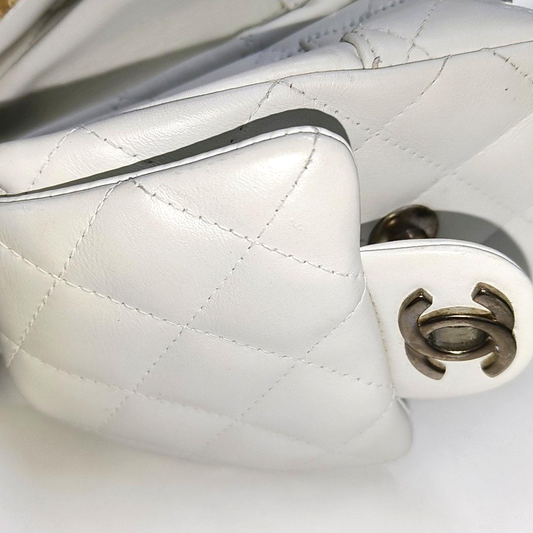 Chanel Cambon Multi-pocket Ligne Reporter Bag Large White Calfskin Leather 7