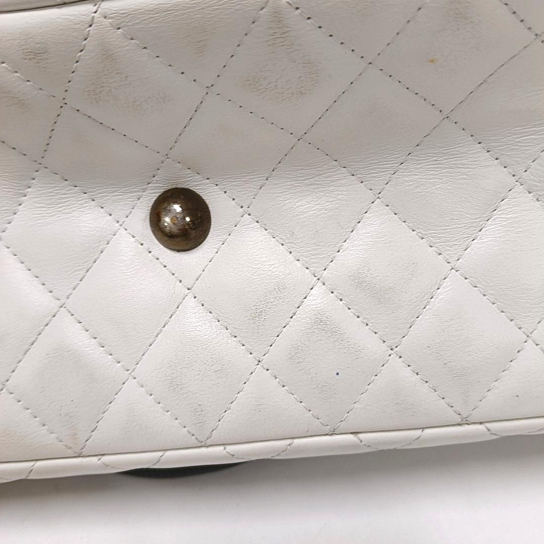 Chanel Cambon Multi-pocket Ligne Reporter Bag Large White Calfskin Leather 9