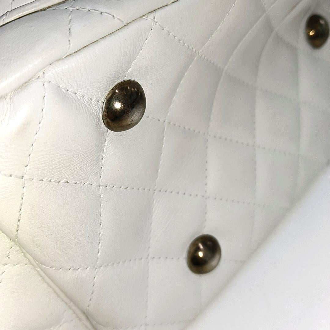Chanel Cambon Multi-pocket Ligne Reporter Bag Large White Calfskin Leather 10
