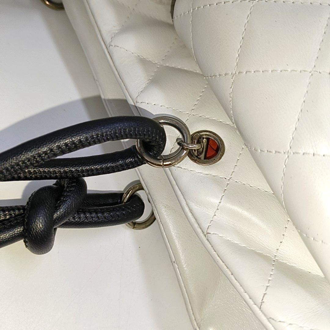Chanel Cambon Multi-pocket Ligne Reporter Bag Large White Calfskin Leather 14