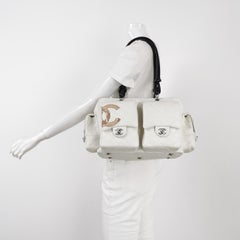 Chanel Cambon Multi-pocket Ligne Reporter Bag Large White Calfskin Leather
