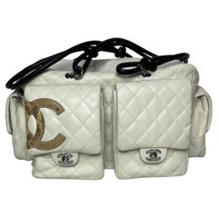 Chanel Cambon Multi-pocket Ligne Reporter Bag Large White Calfskin Leather