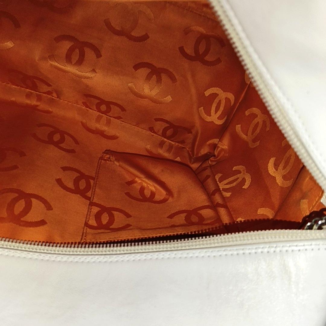 Chanel Cambon Multi-pocket Ligne Reporter Bag Large White Calfskin Leather 3