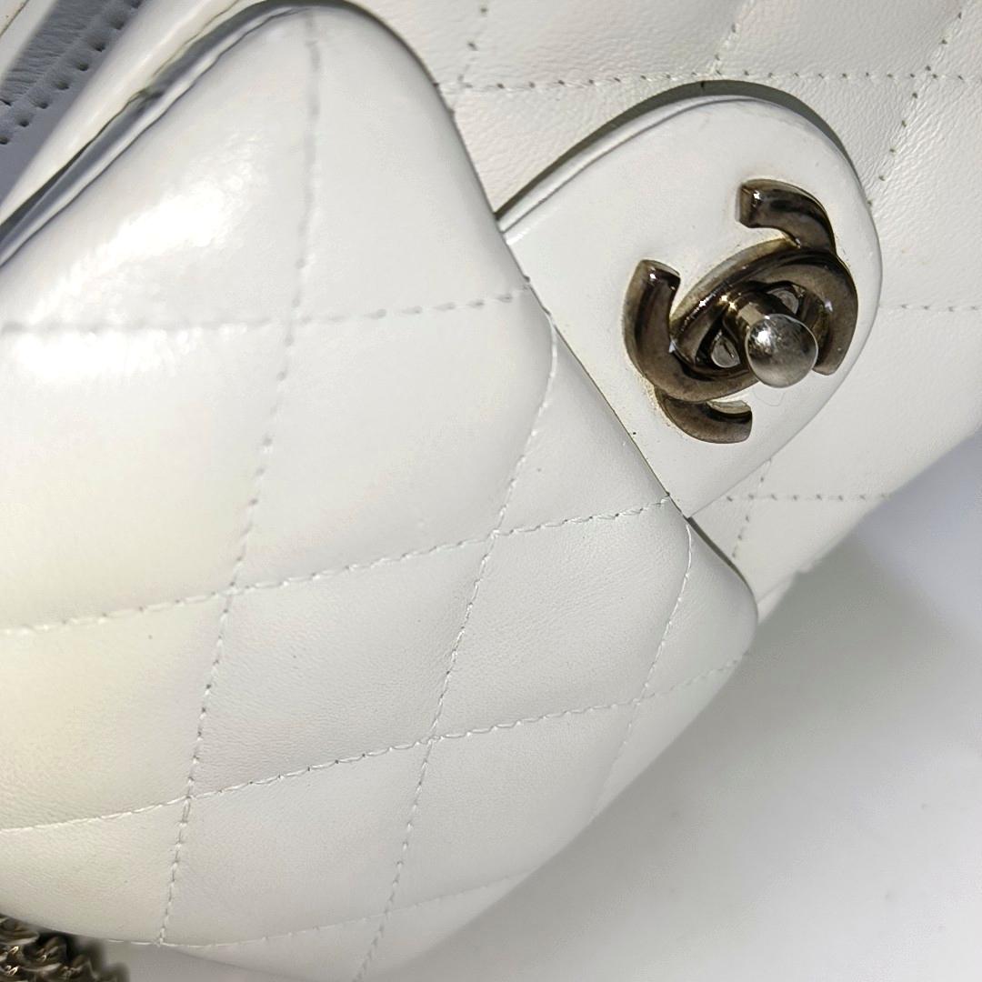 Chanel Cambon Multi-pocket Ligne Reporter Bag Large White Calfskin Leather 4