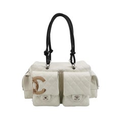 Chanel Cambon Multi-pocket Ligne Reporter Bag Large White Calfskin Leather