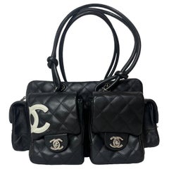 Chanel Cambon Multi-pocket Ligne Reporter Bag Medium Black Calfskin Leather