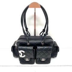 Chanel Cambon Multi-pocket Ligne Reporter Bag Medium Black Calfskin Leather