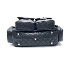 Chanel Cambon Multi-pocket Ligne Reporter Bag Large Black CC Black Leather