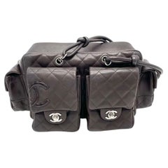 Chanel Cambon Multi-pocket Ligne Reporter Bag Medium Dark Brown Calfskin Leather