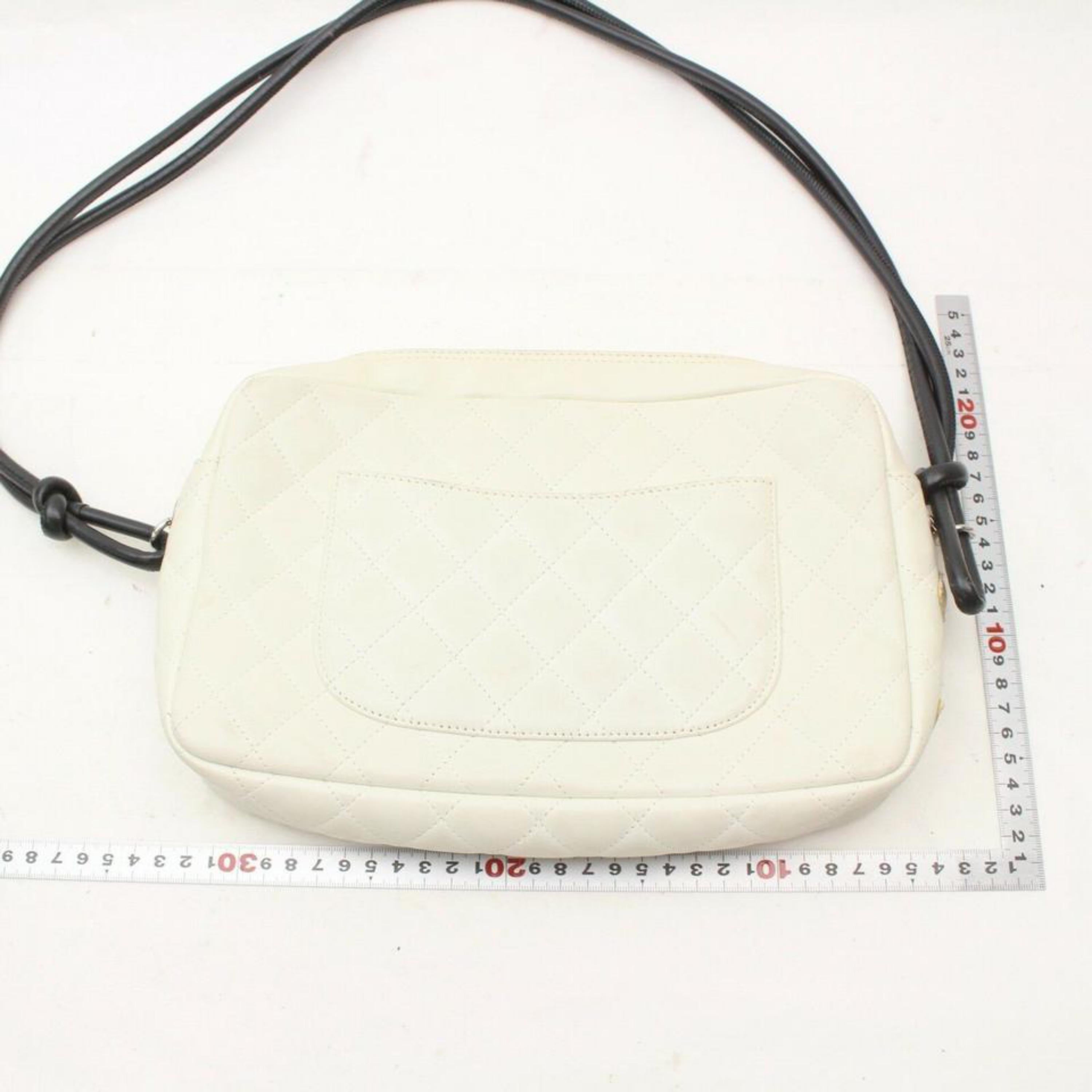 Chanel Cambon Python Quilted Ligne Flap 870036 White Leather Shoulder Bag For Sale 2