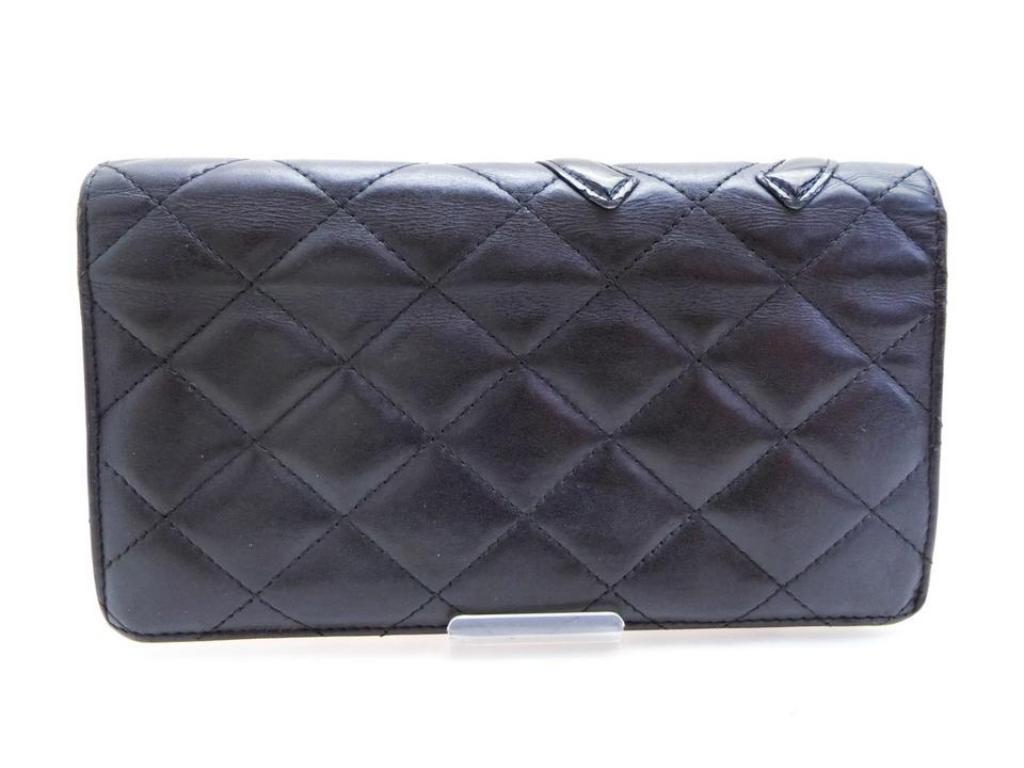 Black Chanel Cambon Quilted Lambskin Ligne Yen Bifold Long Wallet 233090 Clutch For Sale