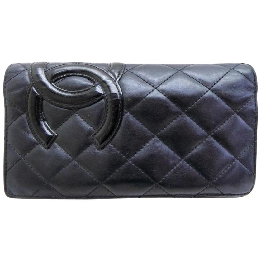 Chanel Cambon Quilted Lambskin Ligne Yen Bifold Long Wallet 233090 Clutch For Sale