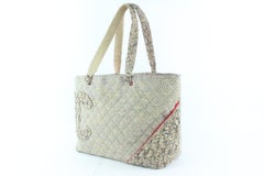 Chanel Cambon Quilted Ligne Tote 230864 Grey Tweed Shoulder Bag