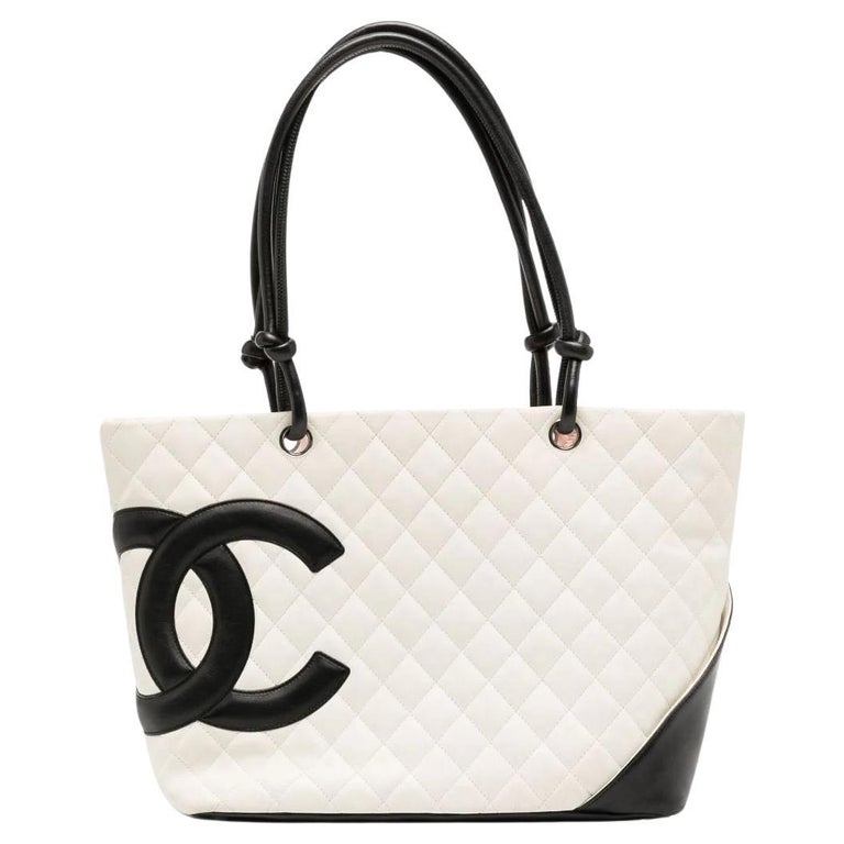 Chanel Cambon Ligne Quilted Hand Tote Bag Black Calfskin 10138078