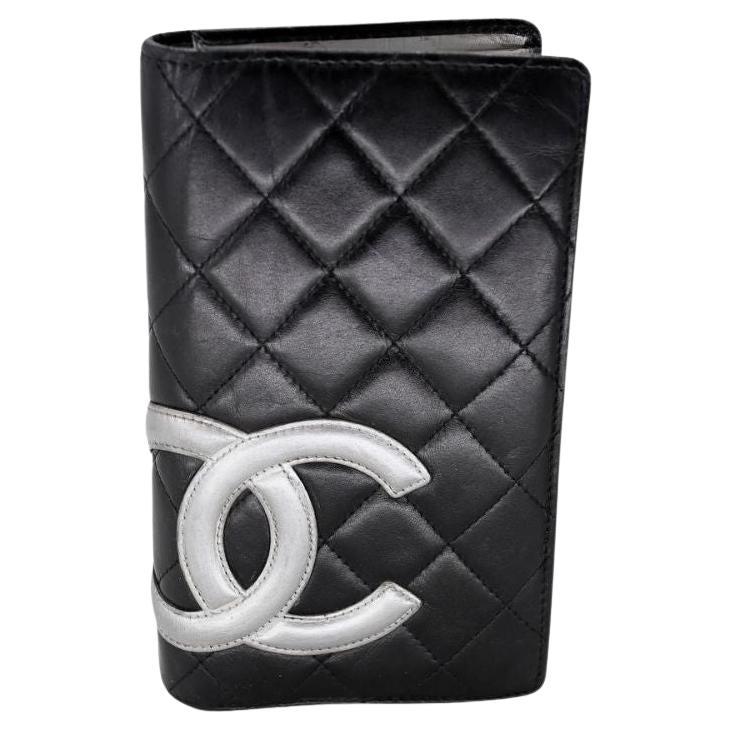 Chanel Cambon Silber Groß CC Monogramm gesteppte Lammfell Brieftasche CC-W0209N-0006 im Angebot