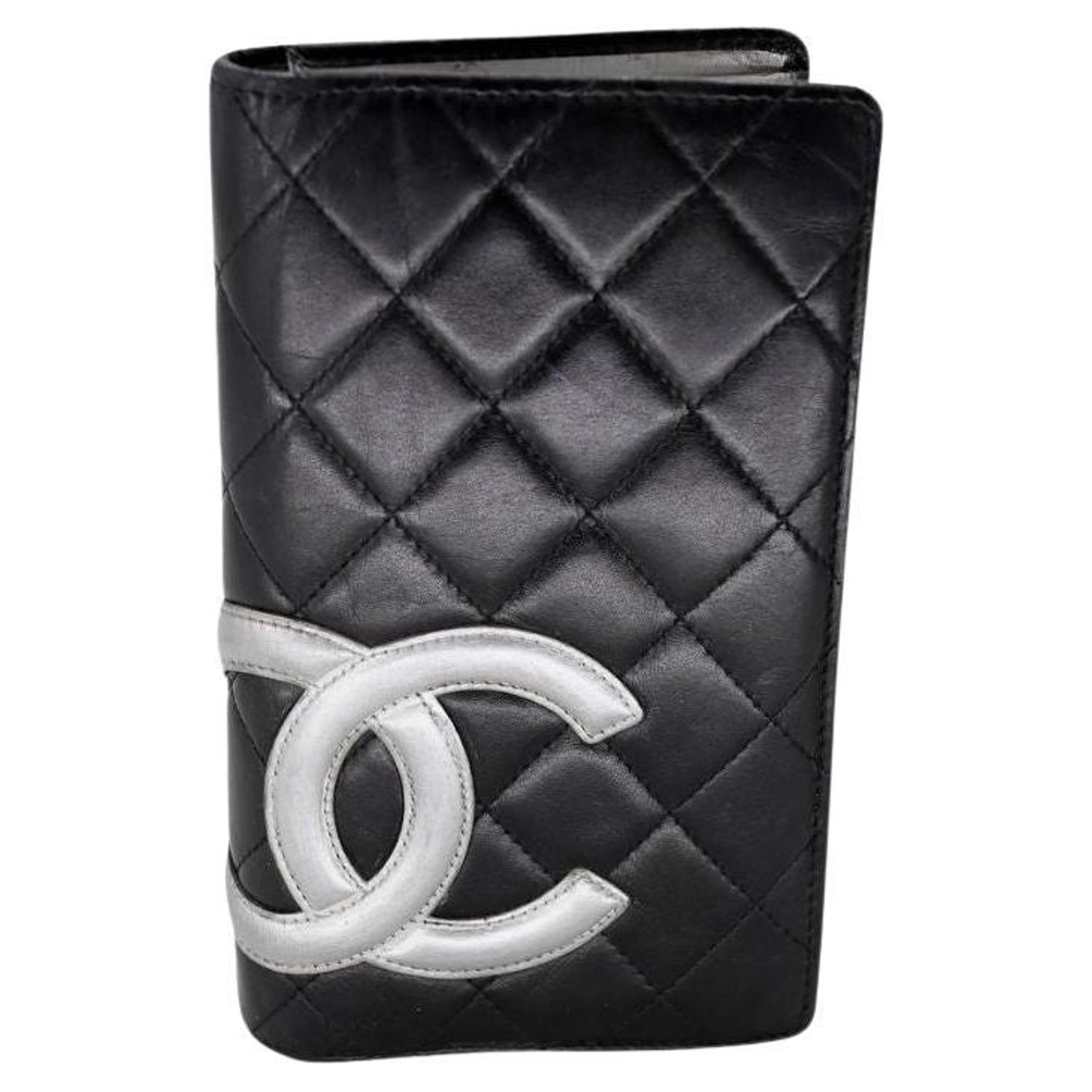 Chanel Cambon Silver Big CC Monogram Quilted Lambskin Wallet CC-W0209N-0006  For Sale at 1stDibs