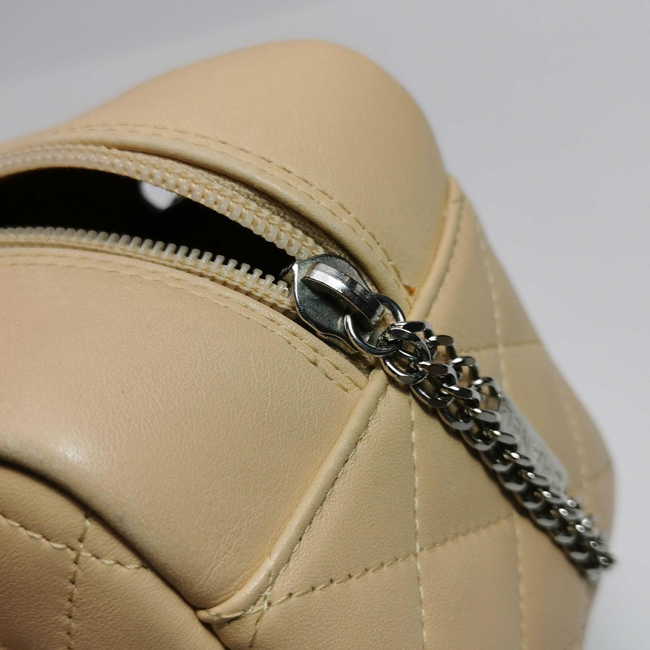 Chanel Cambon Small Shoulder Bag Beige Calfskin Leather Double Strap For Sale 6