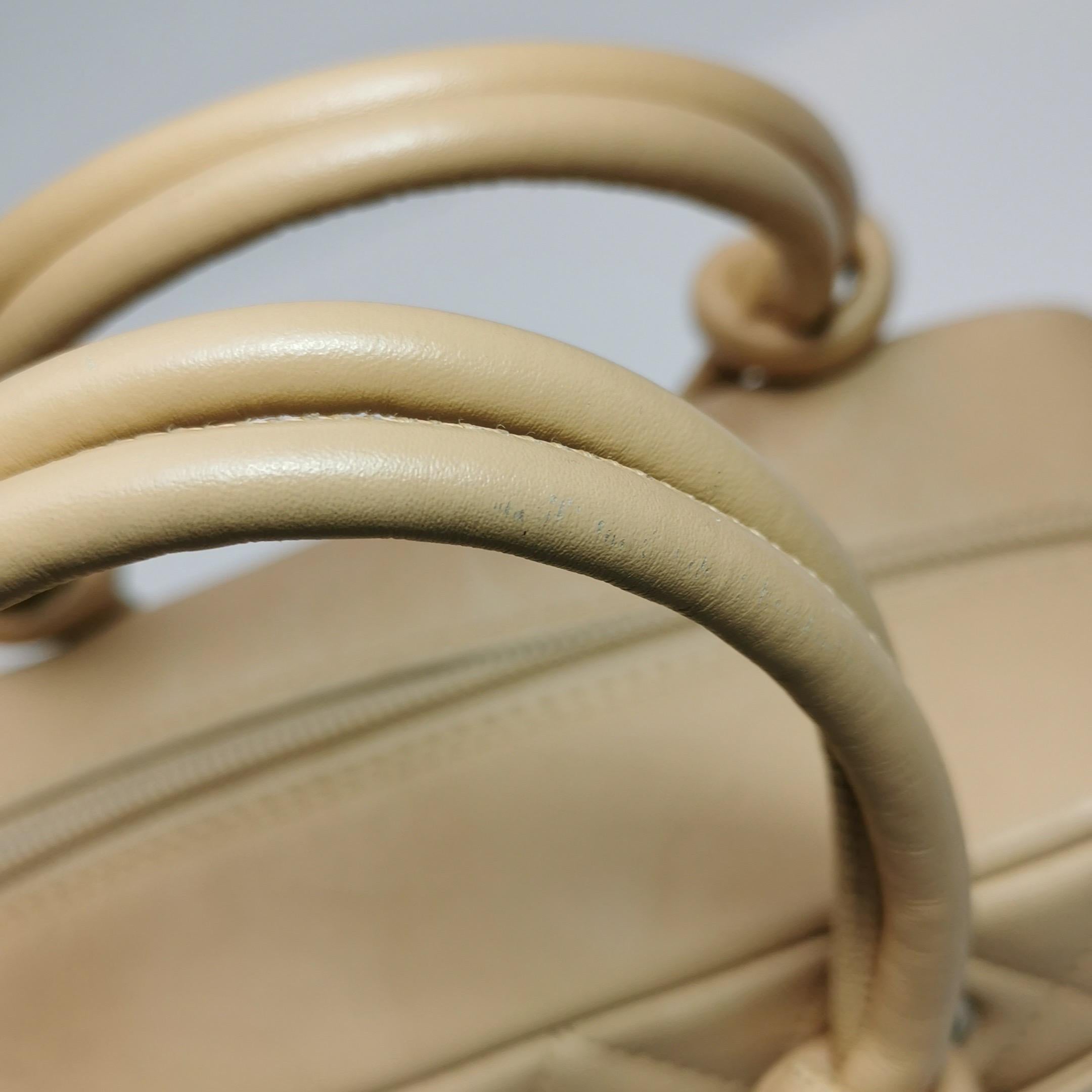 Chanel Cambon Small Shoulder Bag Beige Calfskin Leather Double Strap For Sale 9