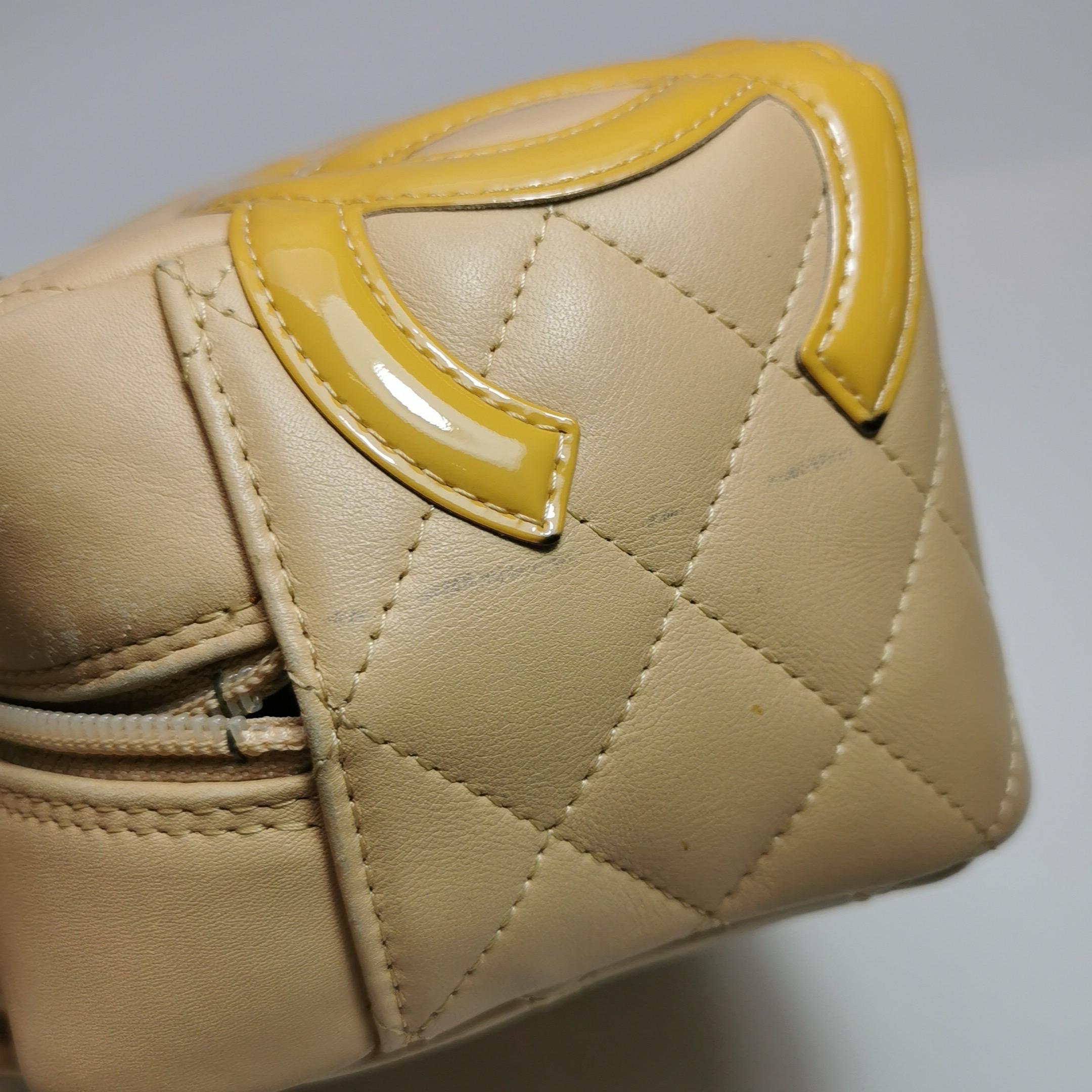Chanel Cambon Small Shoulder Bag Beige Calfskin Leather Double Strap For Sale 11