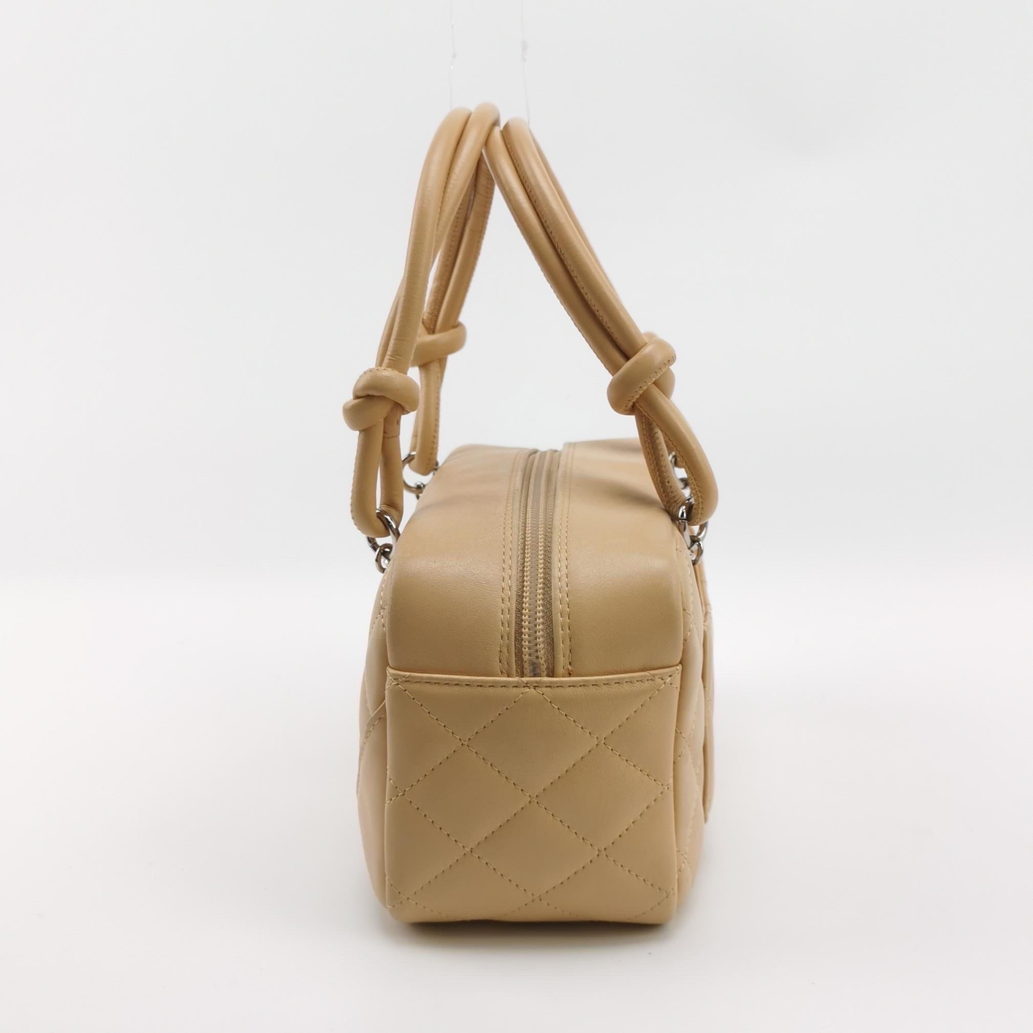 Women's Chanel Cambon Small Shoulder Bag Beige Calfskin Leather Double Strap For Sale