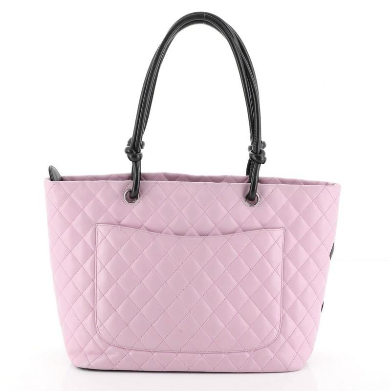 Purple Chanel Cambon Tote Quilted Leather Large