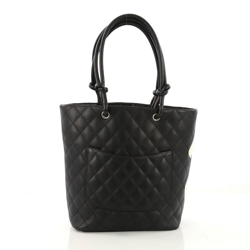 Black Chanel Cambon Tote Quilted Leather Medium