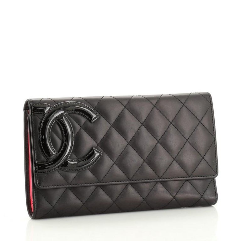 Chanel Cambon Trifold Wallet Quilted Lambskin Long at 1stDibs
