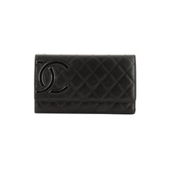 Chanel Cambon Trifold Wallet Quilted Lambskin Long
