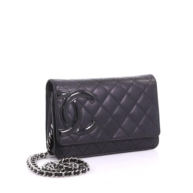 Black Chanel Cambon Wallet on Chain Quilted Leather