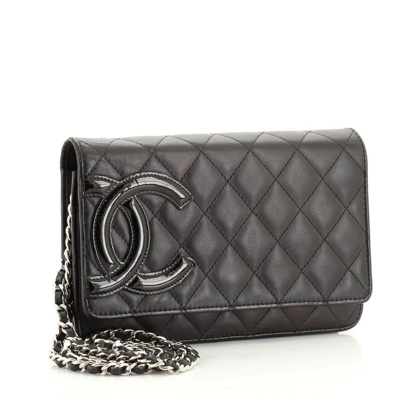 Black Chanel Cambon Wallet on Chain Quilted Leather