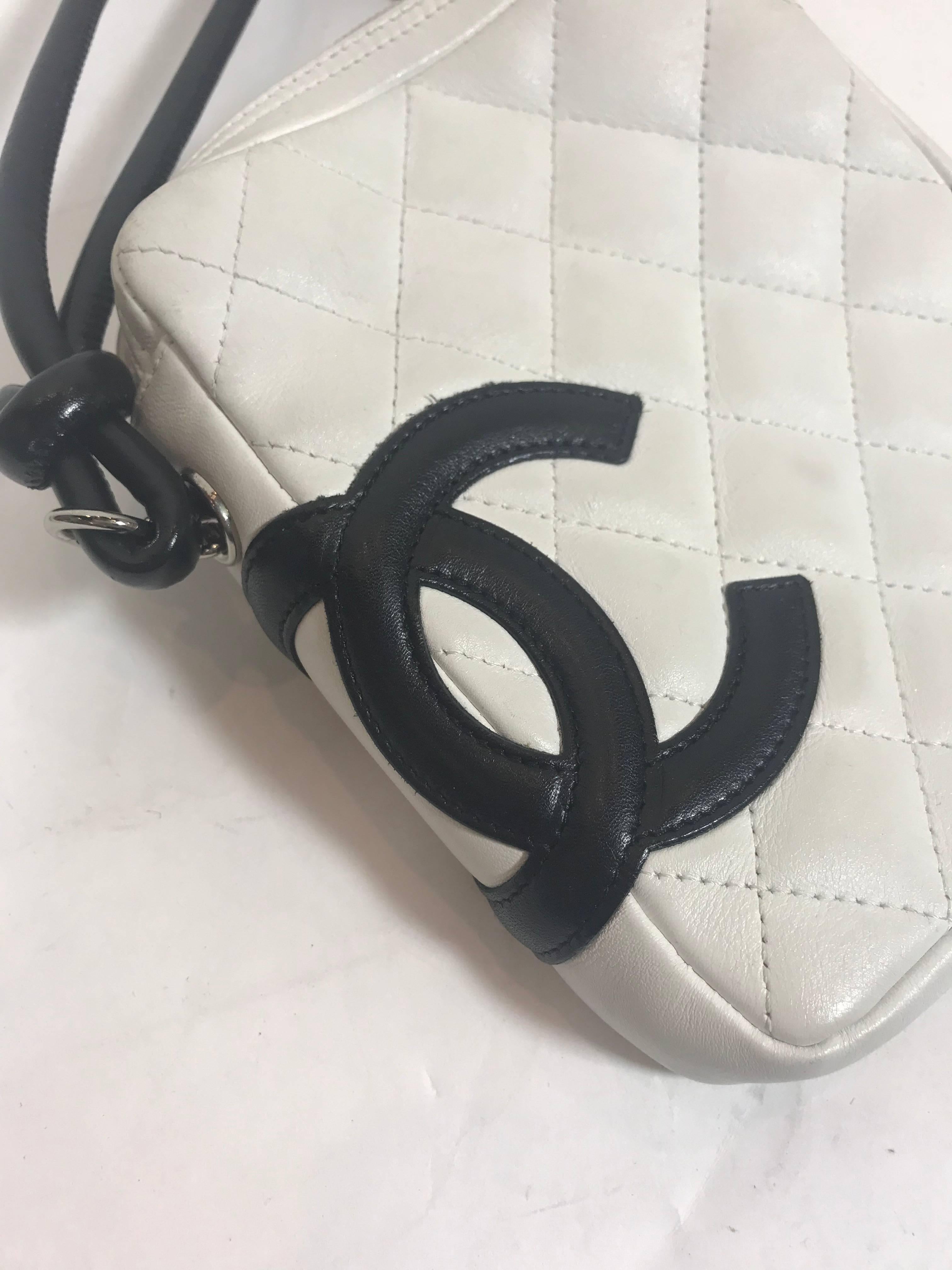 Gray Chanel Cambon White/Black Leather Cross Body Bag For Sale