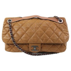 Chanel Camel Brown Quilted Leather Maxi Flap with Handle s330ck25