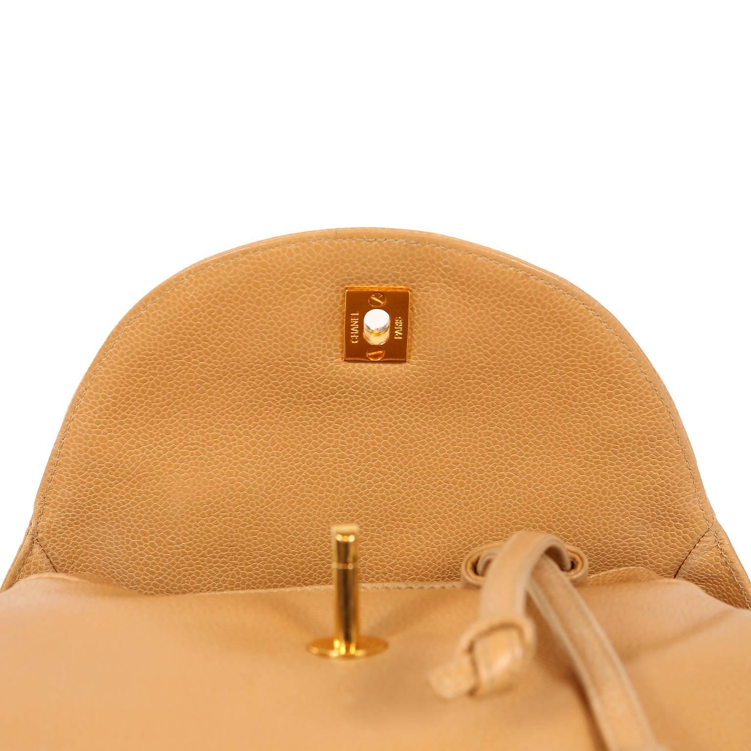 Chanel Camel Caviar Leather Backpack 6