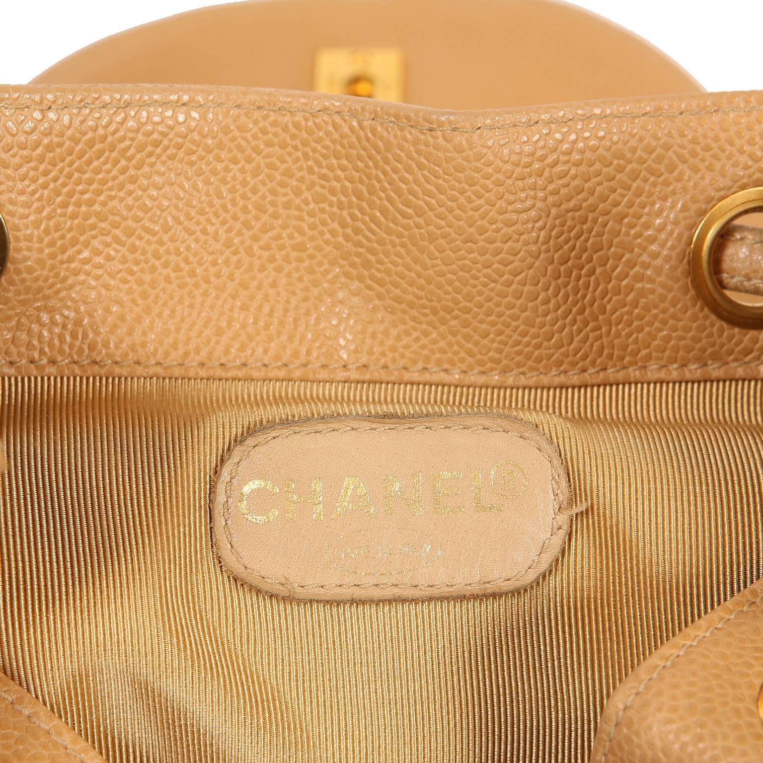 Chanel Camel Caviar Leather Backpack 9