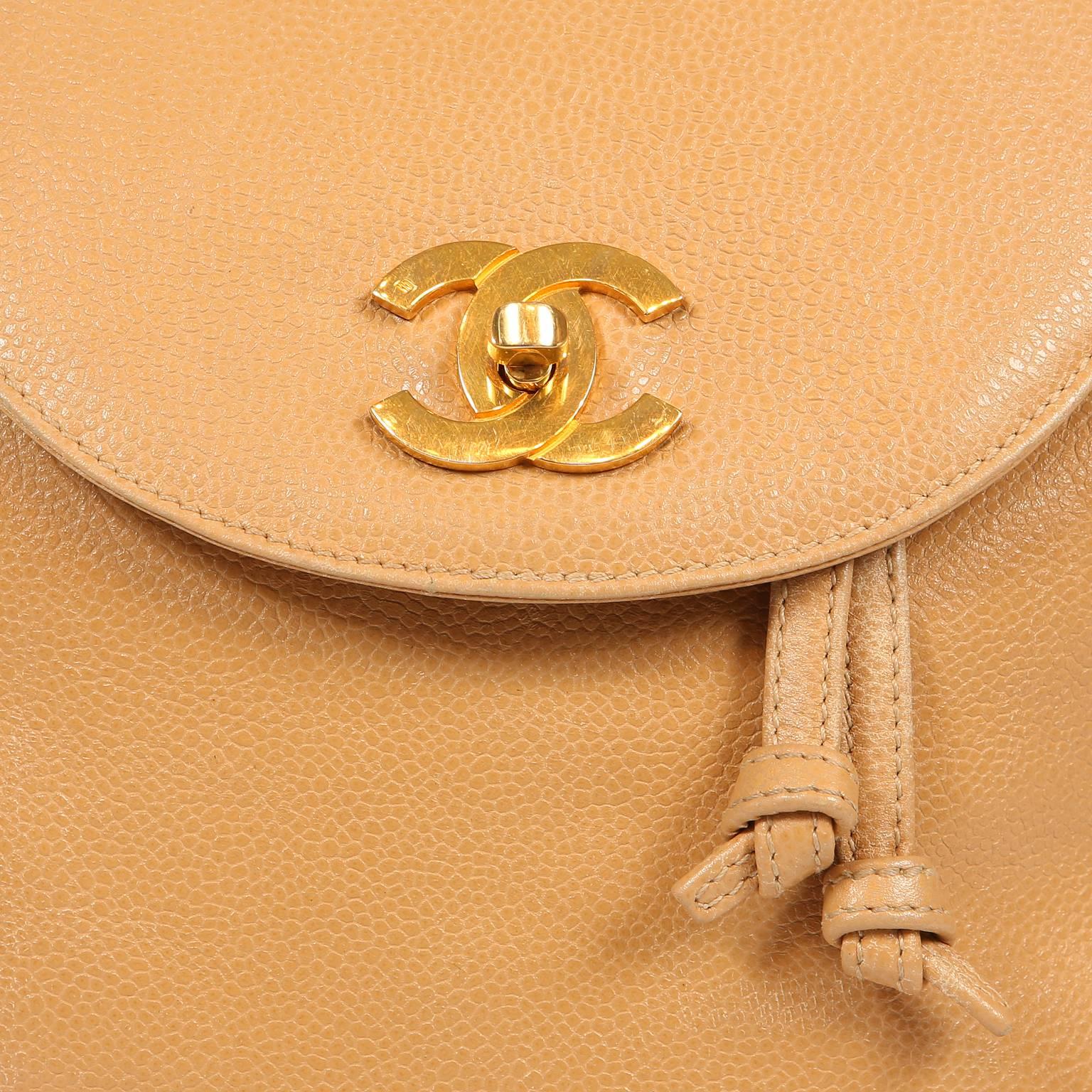 Chanel Camel Caviar Leather Backpack 2
