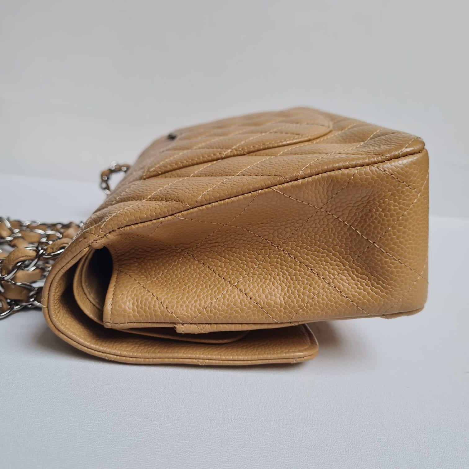 Chanel Camel Caviar Leather Double Flap Bag 8