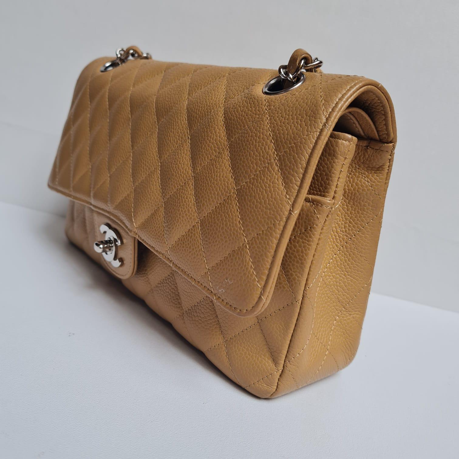 Women's or Men's Chanel Camel Caviar Leather Double Flap Bag