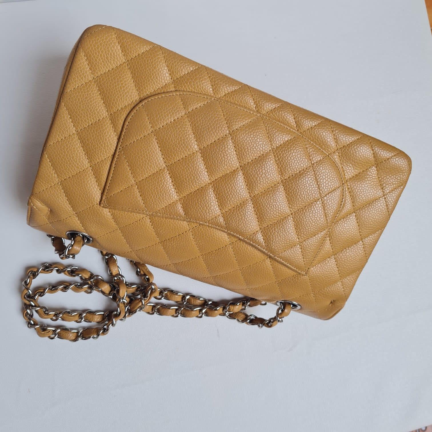 Chanel Camel Caviar Leather Double Flap Bag 5